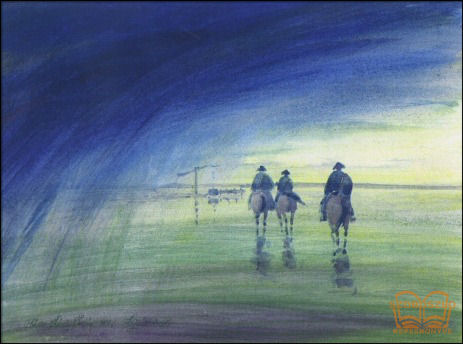 Lovasok naplementében